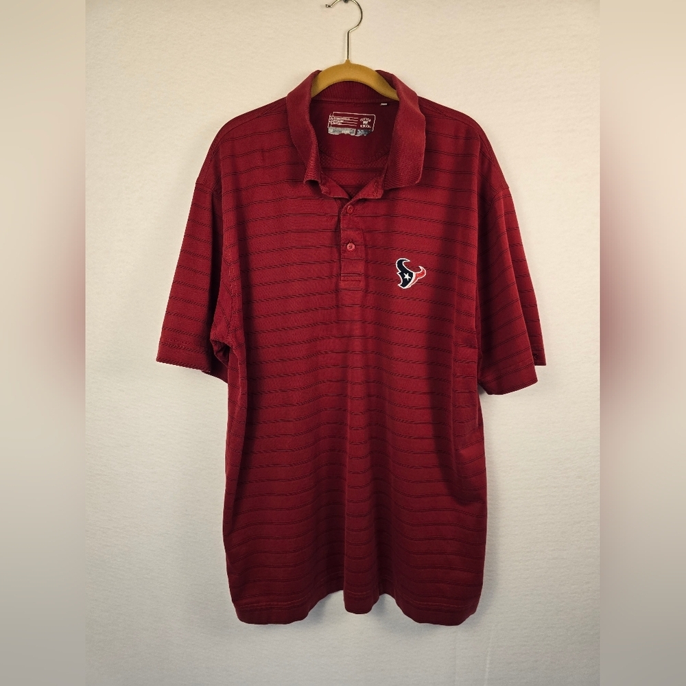 CUTTER &BUCK Houston Texans Red S Sleeve 1/4 Button Polo Shirt. Mens XL - Picture 2 of 7